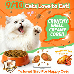 Carmelie dual-flavor shell and krill center, irresistible cat treat
