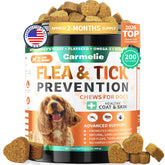 Carmelie flea-tick chews chicken flavor serving for easy daily protection
