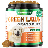 Carmelie Grass Burn Spot Chews bottle for easy daily dosing to protect your lawn.