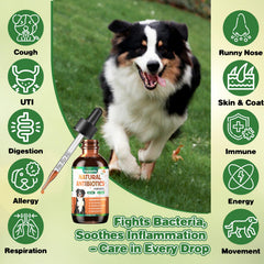 Carmelie herbal drops for pets with bacon flavor to appeal to dogs.
