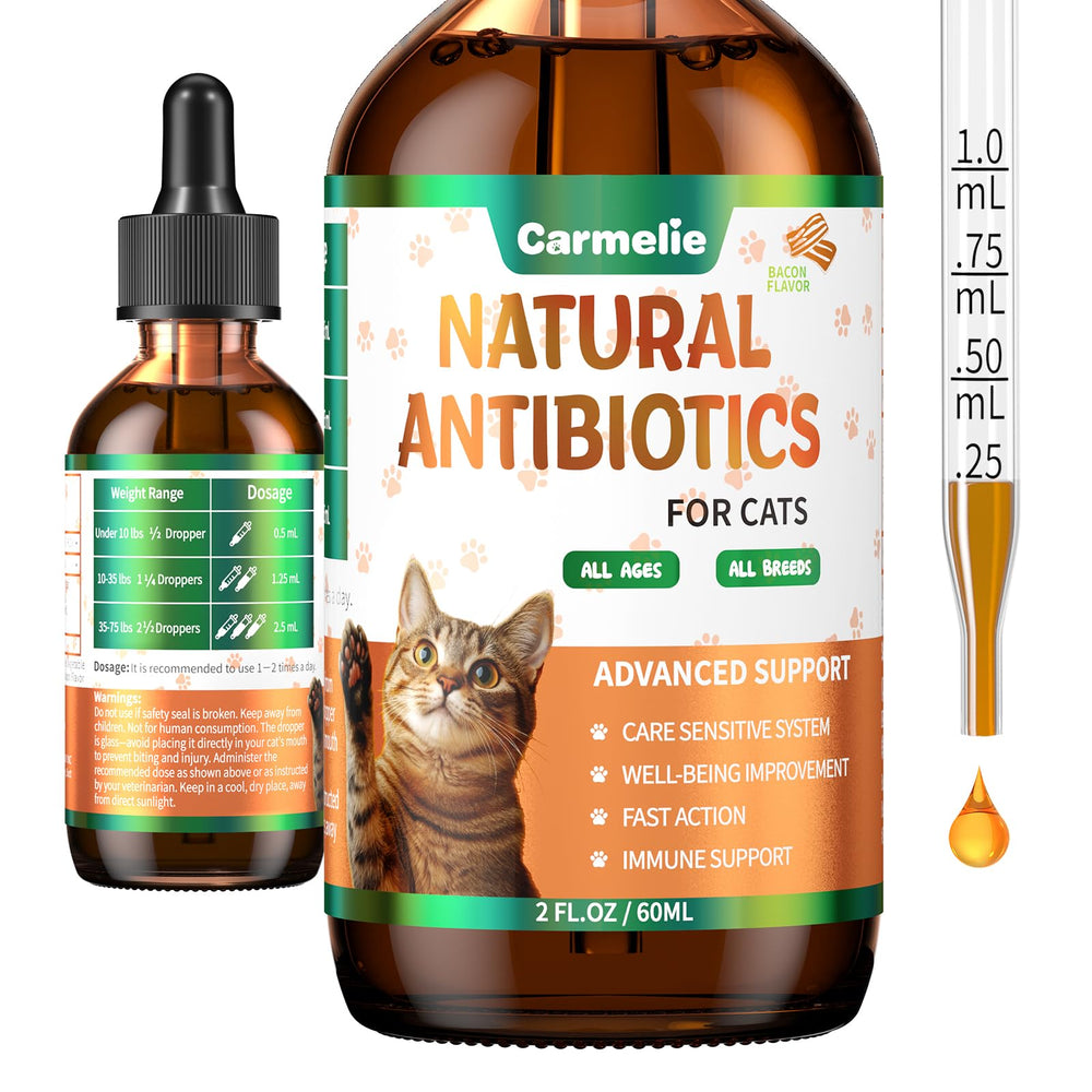 Carmelie natural antibiotics for cats bottle pour for easy dosing