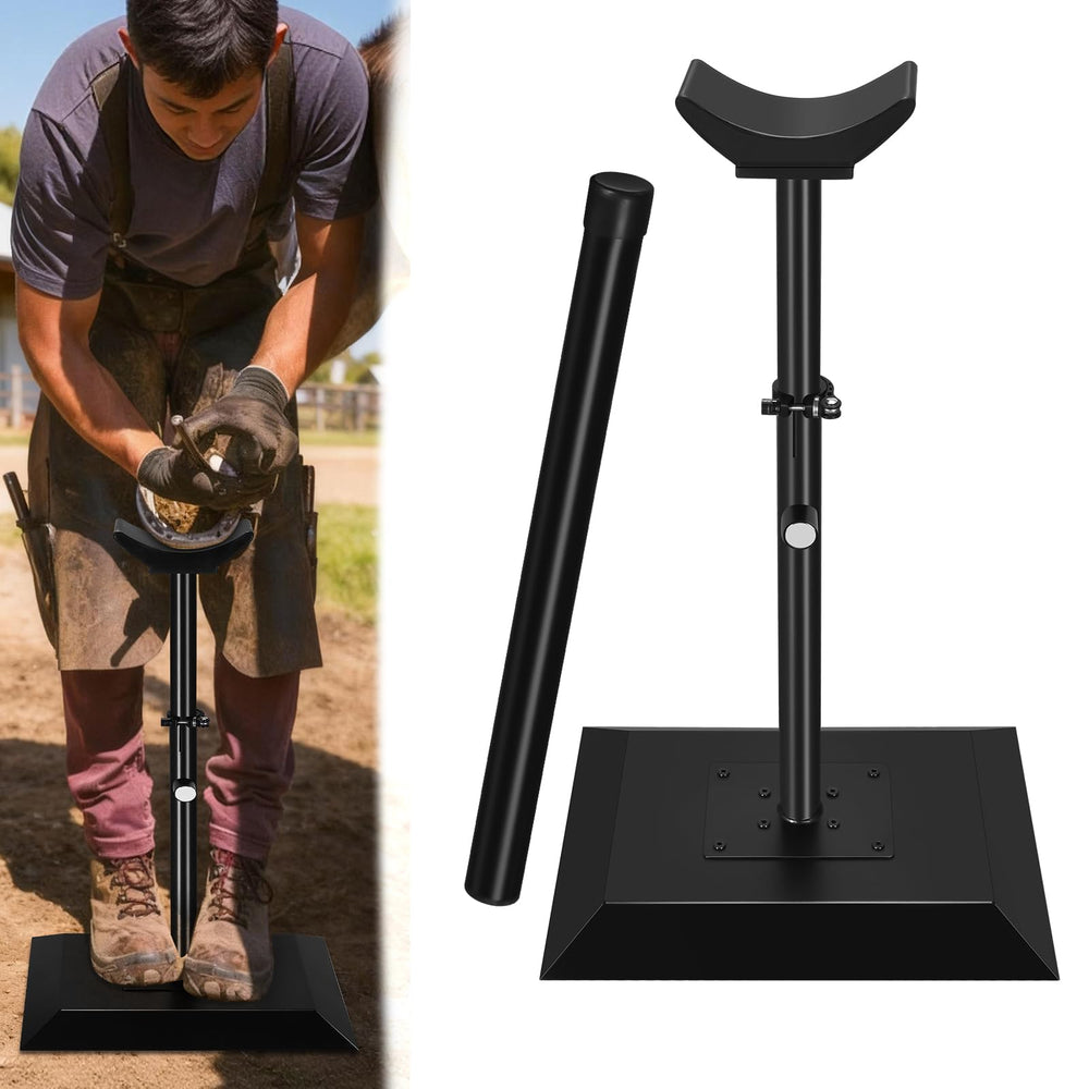 CAROD hoof stand with two support rods for stable trimming.
