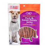 Carolina Prime Pork & Sweet Potato Jerky pack shot showing real ingredients for dogs