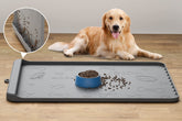 Carry360 dog food mat 36x24 keeps floors clean by catching spills and crumbs.
