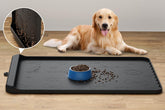 Carry360 dog food mat showing bowls setup reduces spills and protects floors.