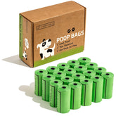 Carrywell dog poop bag rolls, 300-count, ready for on-the-go waste pickup during walks.