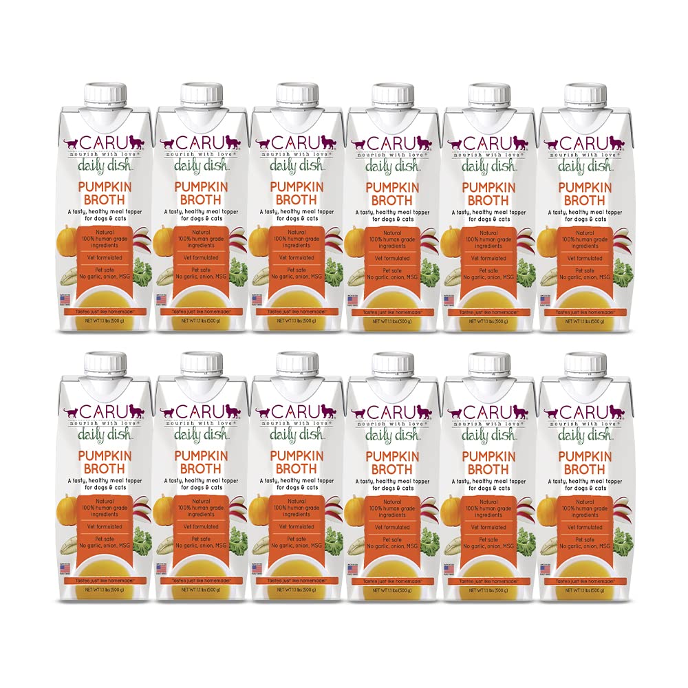 Caru Daily Dish pumpkin broth pour-over for pet meals