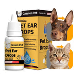 Cassiel pet Ear Drops bottle closeup for gentle, natural ear care