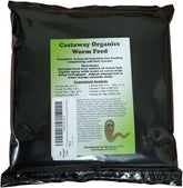 Castaway Organics Worm Food bag showing balanced ingredients for thriving vermicomposting