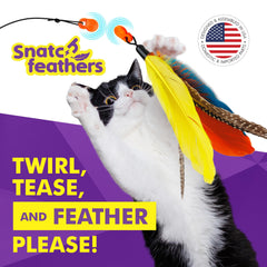 Cat Amazing Snatch Feathers 3-pack in packaging and setup usage for quick replacement.