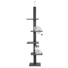 Cat Craft charcoal floor-to-ceiling cat tree shown in a bright living room for indoor cats
