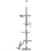Cat Craft floor-to-ceiling cat tree with hammock for lounging and multi-cat activity.