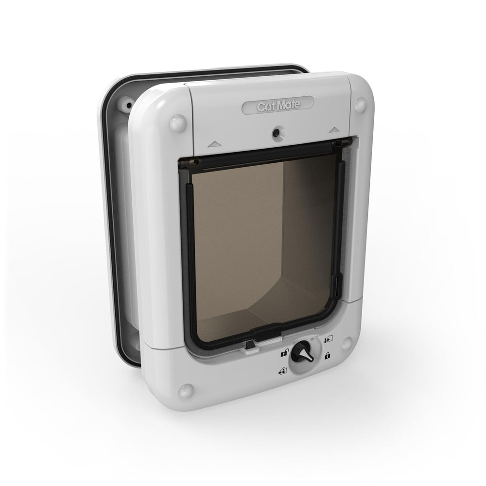 Cat Mate Microchip Cat Flap front view in white showing secure cat access