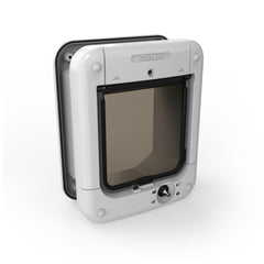 Cat Mate Microchip Cat Flap front view in white showing secure cat access
