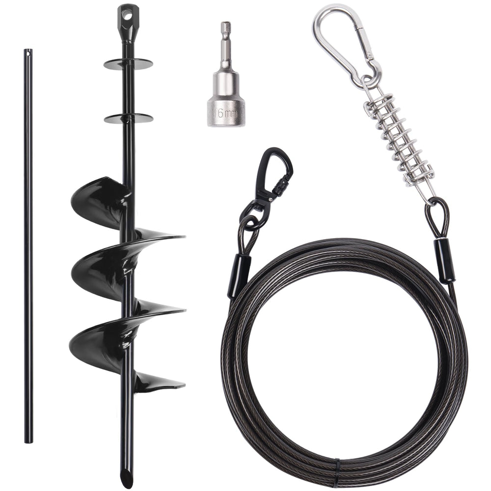 CatAve heavy-duty dog tie-out cable and 30ft length for secure outdoor roaming