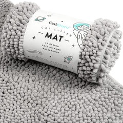 CatGuru medium grey litter mat, top view traps litter efficiently.