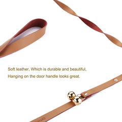 CATHYLIFE elegant leather dog doorbell mounted on a door knob