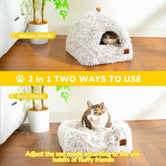 CATISM Cat Bed Cave Open Top with pillow for lounging
