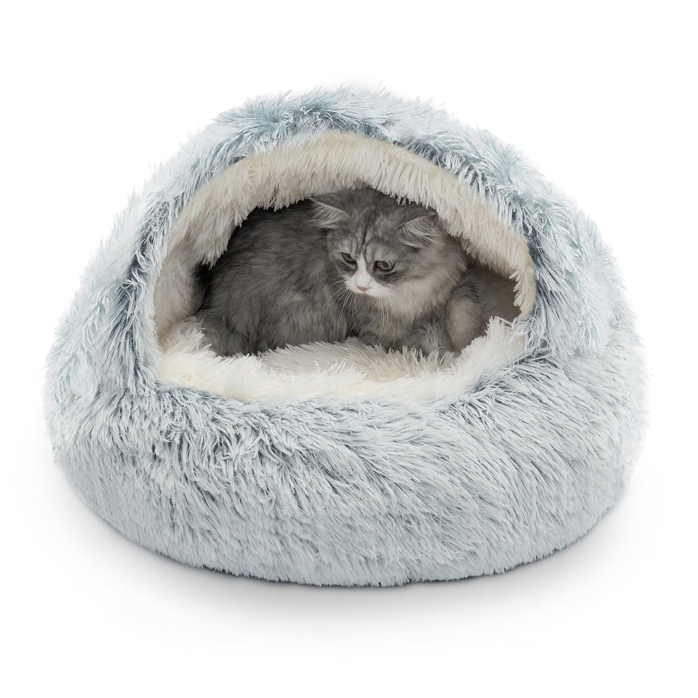 CATISM Cozy Cat Pod plush hooded bed offers warm, secure shelter