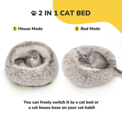 CATISM round donut hooded bed creates secure sanctuary
