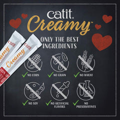 Catit Creamy lickable treat as a wet topping on dry food for flavor boost.