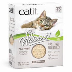 Catit Go Natural pea husk pellets close-up showing natural clumping action