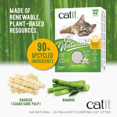Catit Go Natural vanilla scent deodorizes while keeping litter fresh.