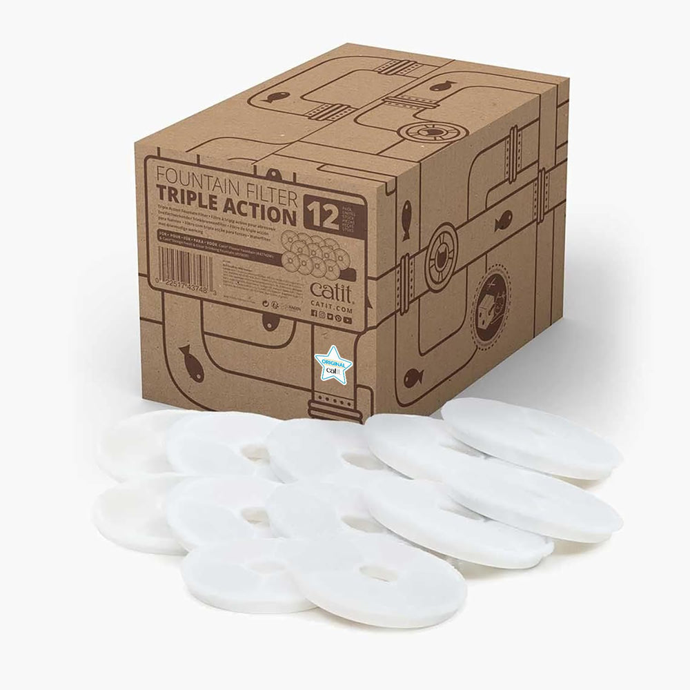 Catit Triple Action filters 12-pack keeps fountain water fresh and clean
