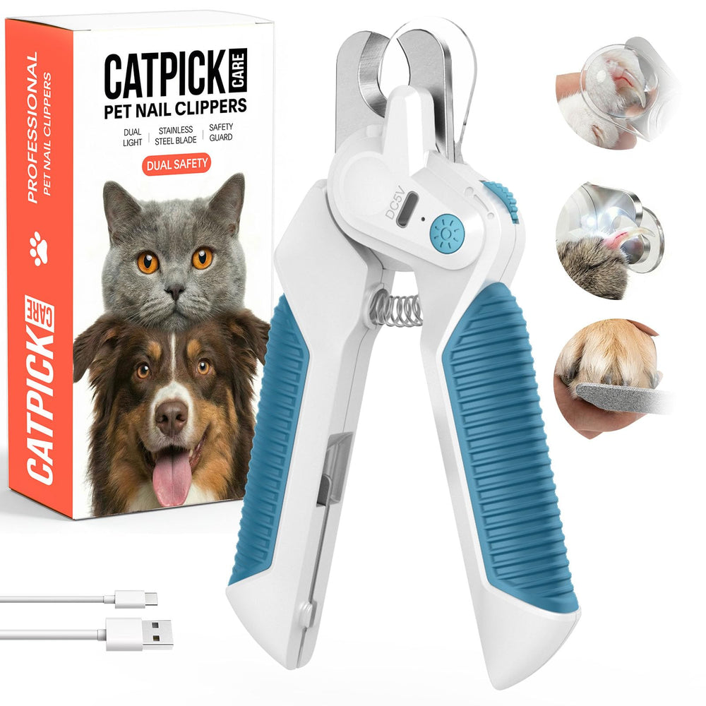 Catpick Care nail clippers with dual LED lights for precise at-home grooming.