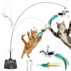 CatPick interactive toy with flying bird in action for active indoor play