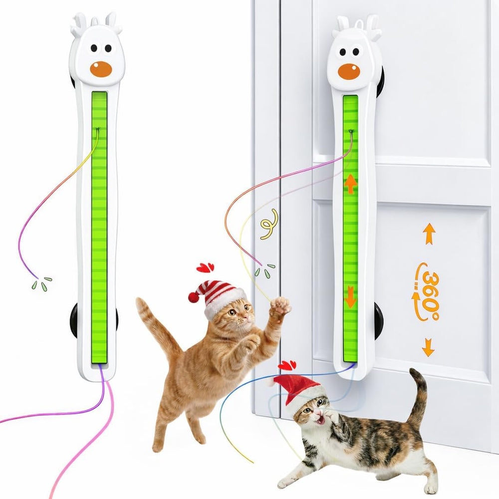 Catpick Joy door-mounted toy setup for easy indoor enrichment.