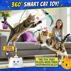 CatPick sticky-base keeps the toy secure on tile, wood, or marble