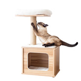 Catry 29.7in tall 3-level cat tree with large base condo for stability.