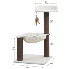 Catry Nirvana kitten tree hammock provides cozy lounging space.