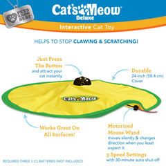 Cat's Meow interactive toy side view encourages stealthy play and hunting instincts.