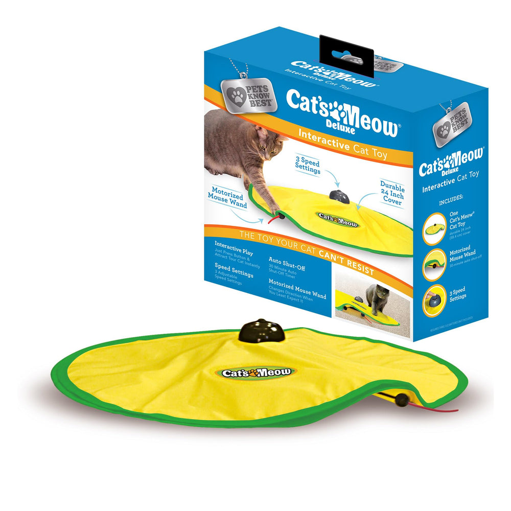 Cat's Meow motorized wand toy front view boosts indoor cat exercise.