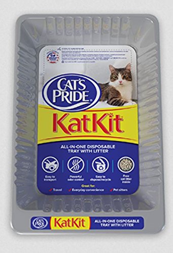 Cat's Pride disposable litter pan with litter included, mess-free setup for travel and quick disposal