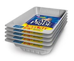 Cat's Pride Oil Dri disposable litter pan 5-pack, assembly view for quick cleanup.