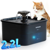 Catsfoutek water fountain with LED level window for easy night viewing