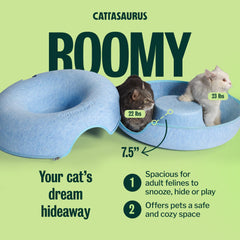 Cattasaurus Peekaboo detachable tunnel bed simplifies cleaning.