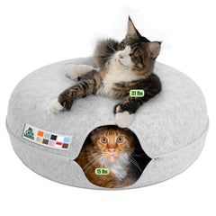 Cattasaurus Peekaboo cat cave donut top view for cozy lounging