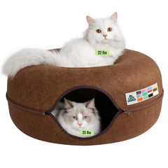Cattasaurus Peekaboo cat cave donut top view shows cozy resting space.
