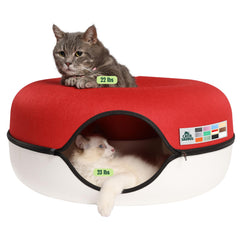 Cattasaurus Peekaboo Cat Cave donut top view for lounging and play.