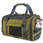 CATZIA soft sided carrier with dark curtains for calmer vet visits