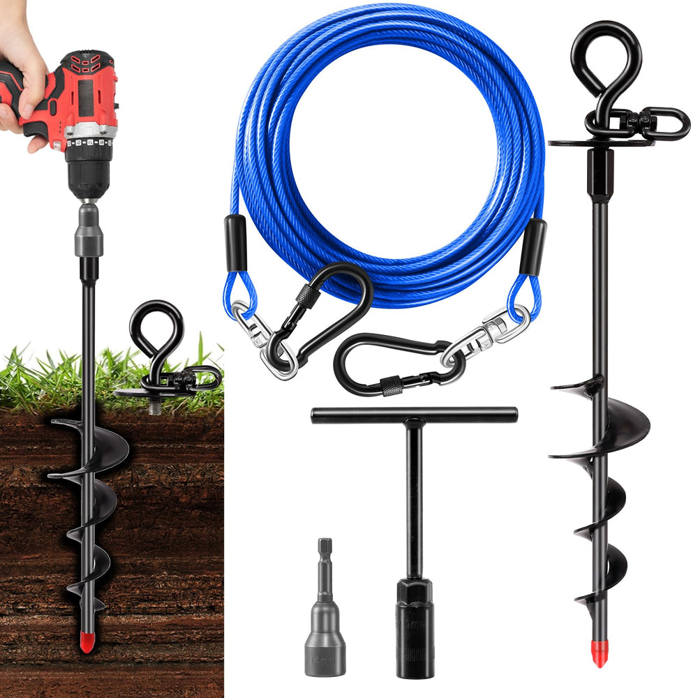 cawhulf heavy-duty tie out cable 16ft for yard use with secure tension
