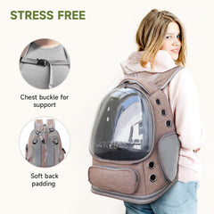 Cawypety cat backpack safety harness prevents escapes during strolls.