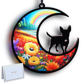 CCiaga DIY Chihuahua memorial suncatcher in moon-walk design brightens windows for remembrance.
