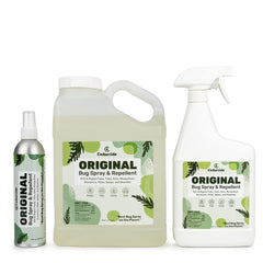 Cedarcide Original Bug Spray bottle closeup shows natural cedar oil formula for pest defense.