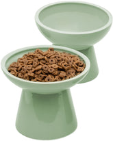 CEEFU 2 elevated ceramic cat bowls set for comfortable dining posture.