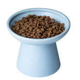 CEEFU elevated ceramic cat bowl with a wide blue dish for easier feeding.